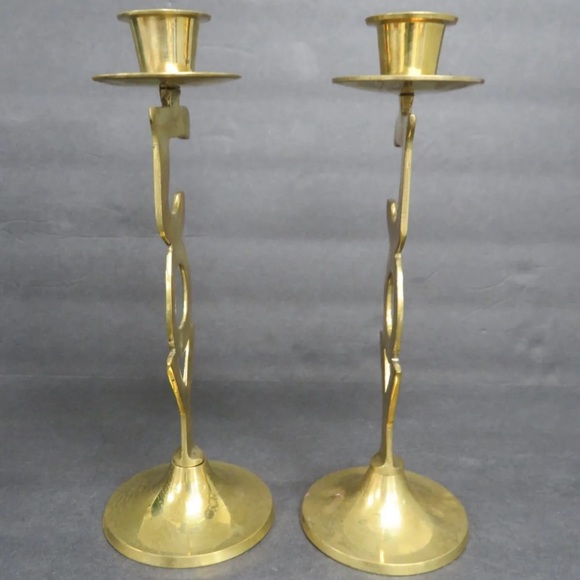 1995 Solid Brass International Silver Co Joy Christmas Candle Set Holiday - Picture 9 of 10